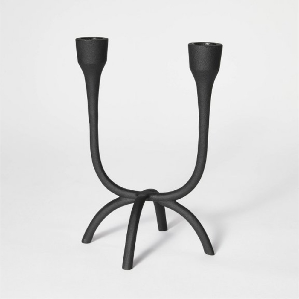 Studio McGee Aluminum Dual Candle Holder Black-Threshold